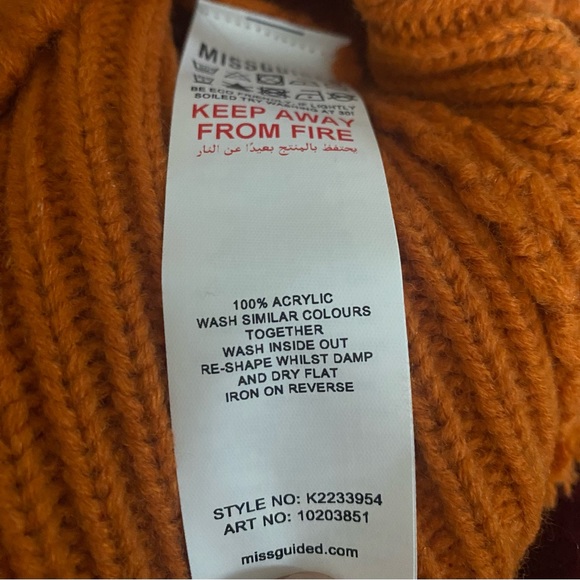 Missguided Orange Knit Chunky Crew Neck Sweater - Picture 6 of 6